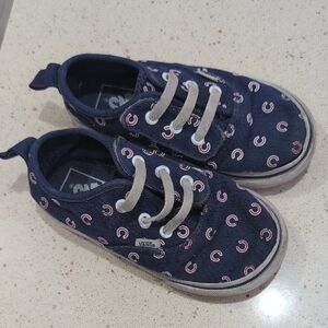 Vans Kids Navy Canvas Sneakers with Pink C-Print